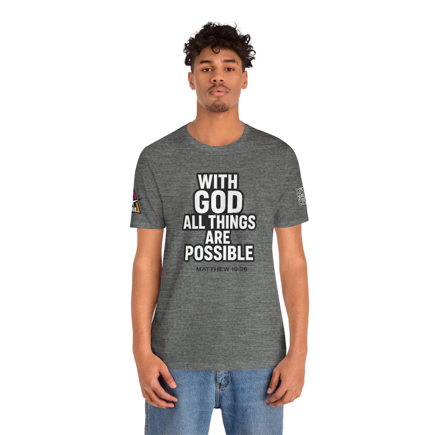 With God All Things Are Possible Graphic T-Shirt | Matthew 19:26 Christian Tee | Faith & Strength Streetwear