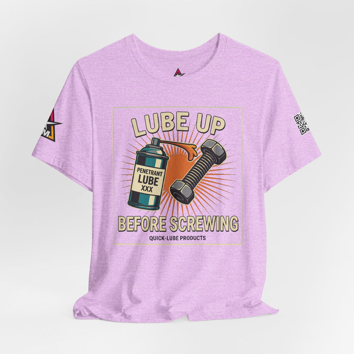 LUBE UP BEFORE SCREWING Graphic T-Shirt | Funny Mechanic Tee | Dirty Garage Humor Shirt | Vintage Automotive Tee