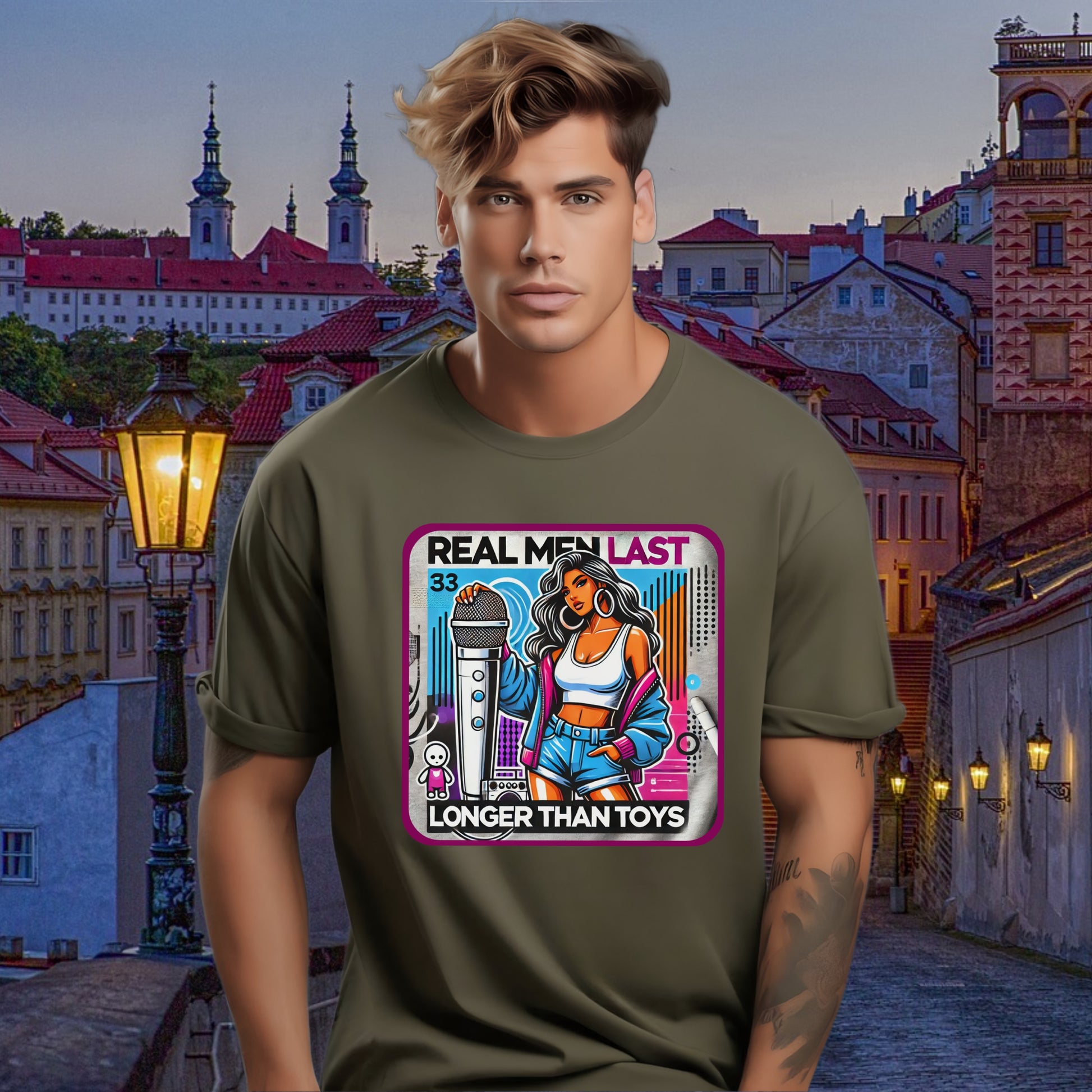 Real Men Last Longer Than Toys Graphic T-shirt product type