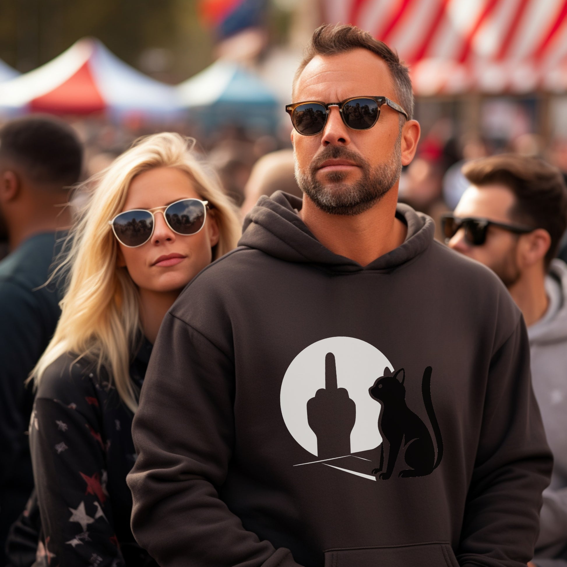 Cat and Moon Design Hooded Sweatshirt product