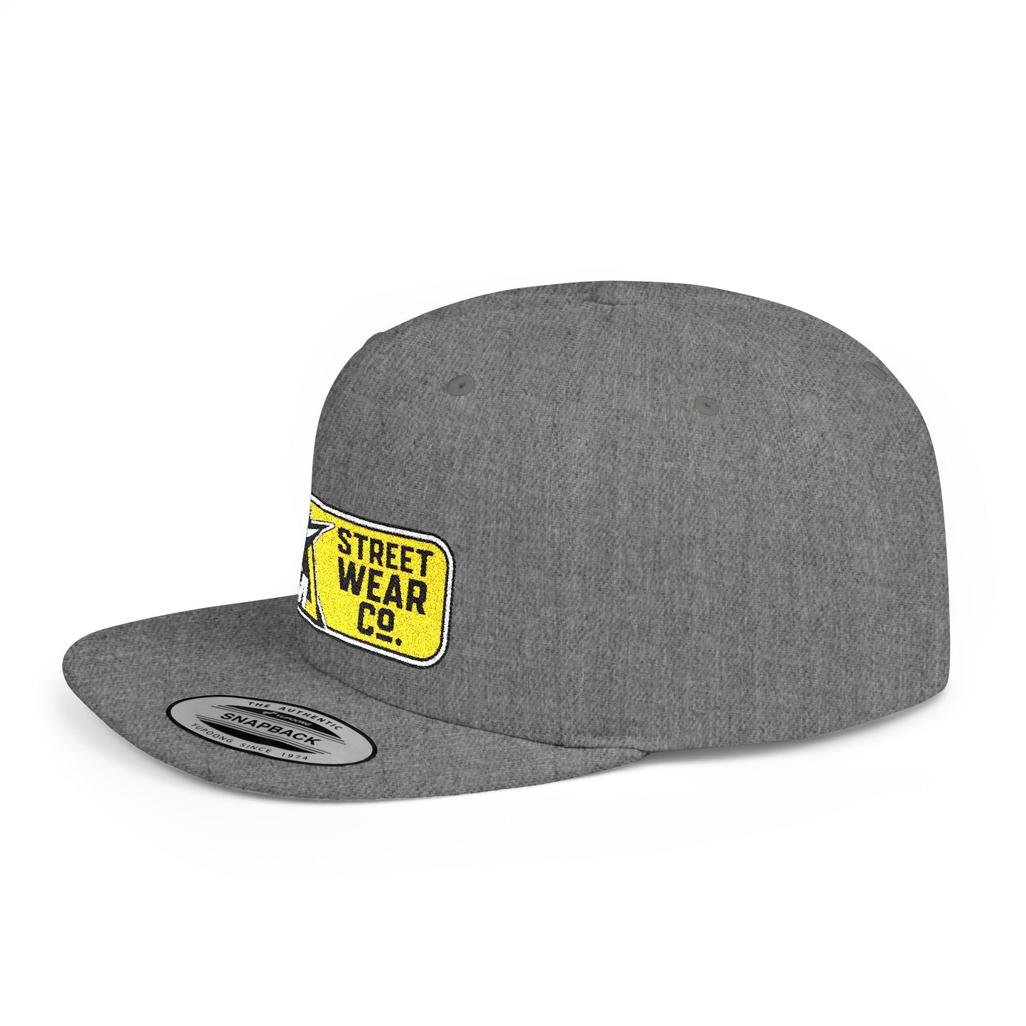 AM Streetwear Co. Embroidered Snapback Hat | Premium Streetwear Cap | Modern Logo Flat Bill Hat | Everyday Lifestyle Cap