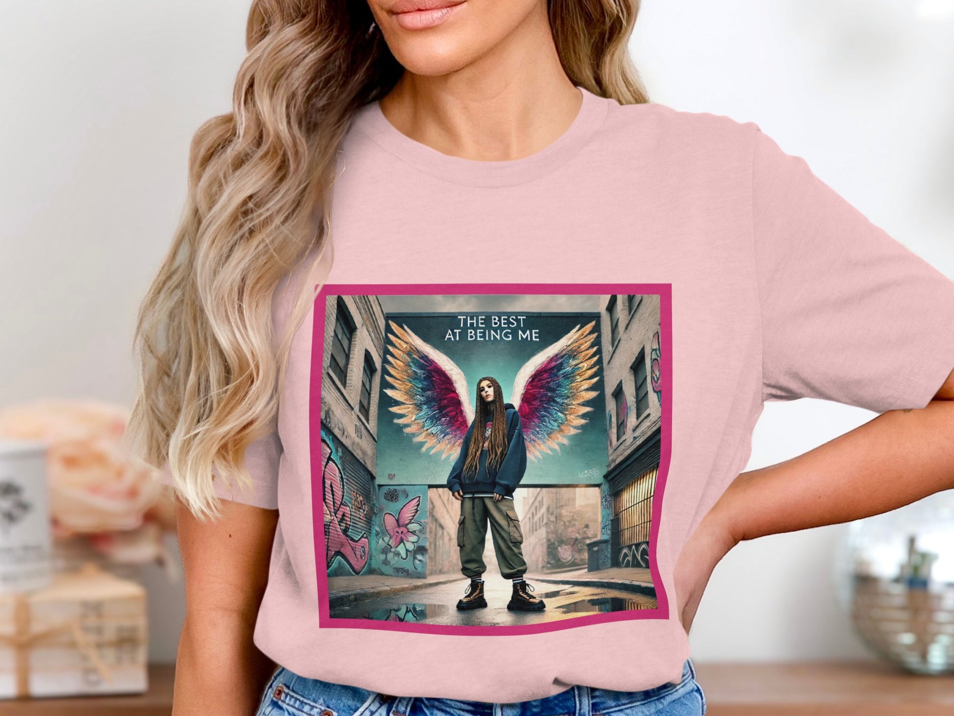 The Best at Being Me Graffiti Wings Design T-shirt product type
