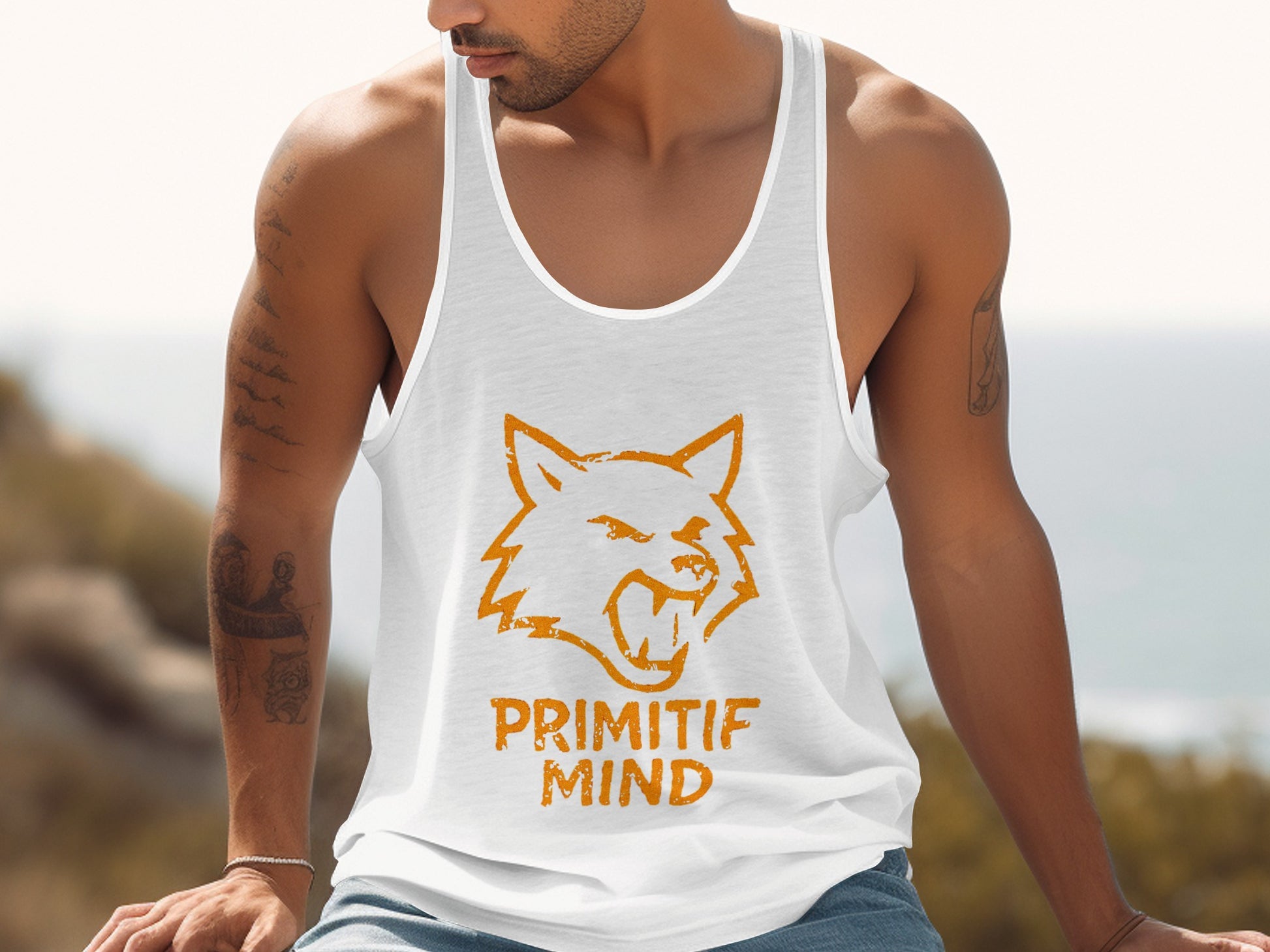 Primitif Mind Wolf Graphic White Sleeveless product