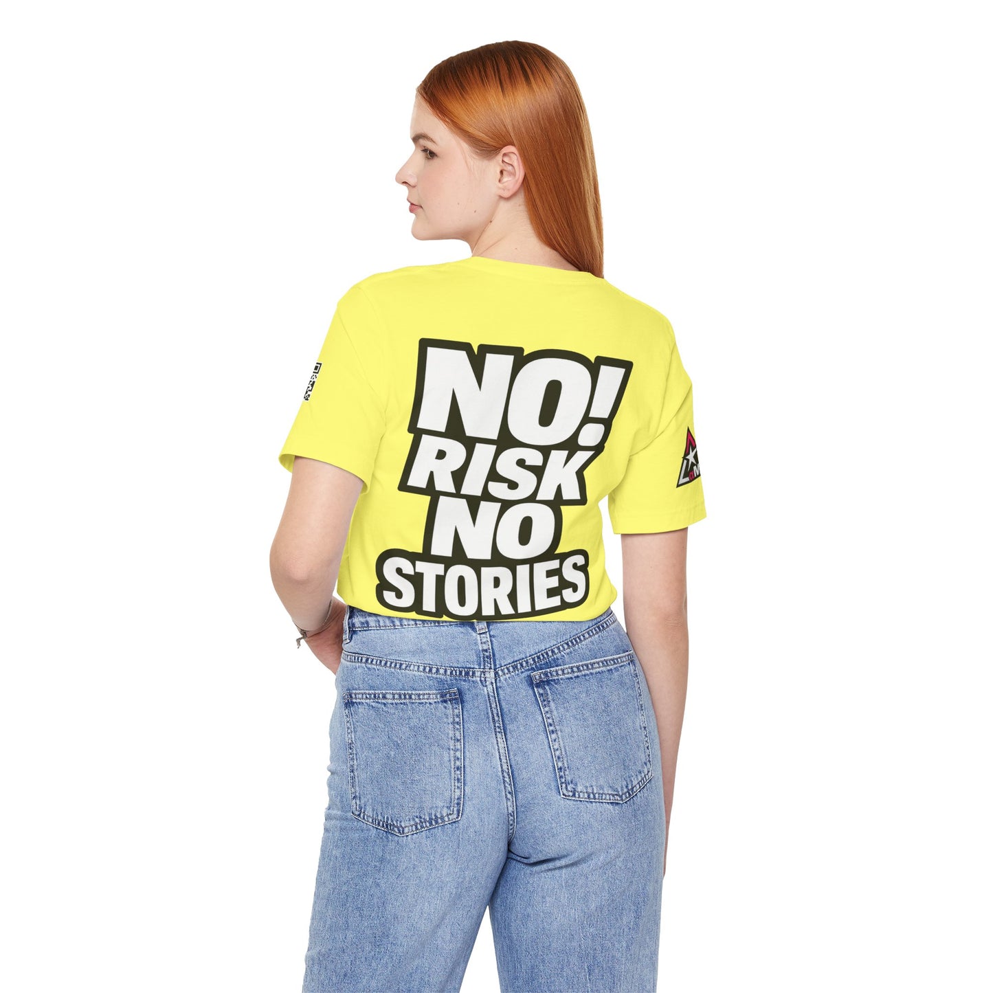 No Risk No Stories – Bold Motivational Graphic TeeNo Risk No Stories – Bold Motivational Graphic Tee