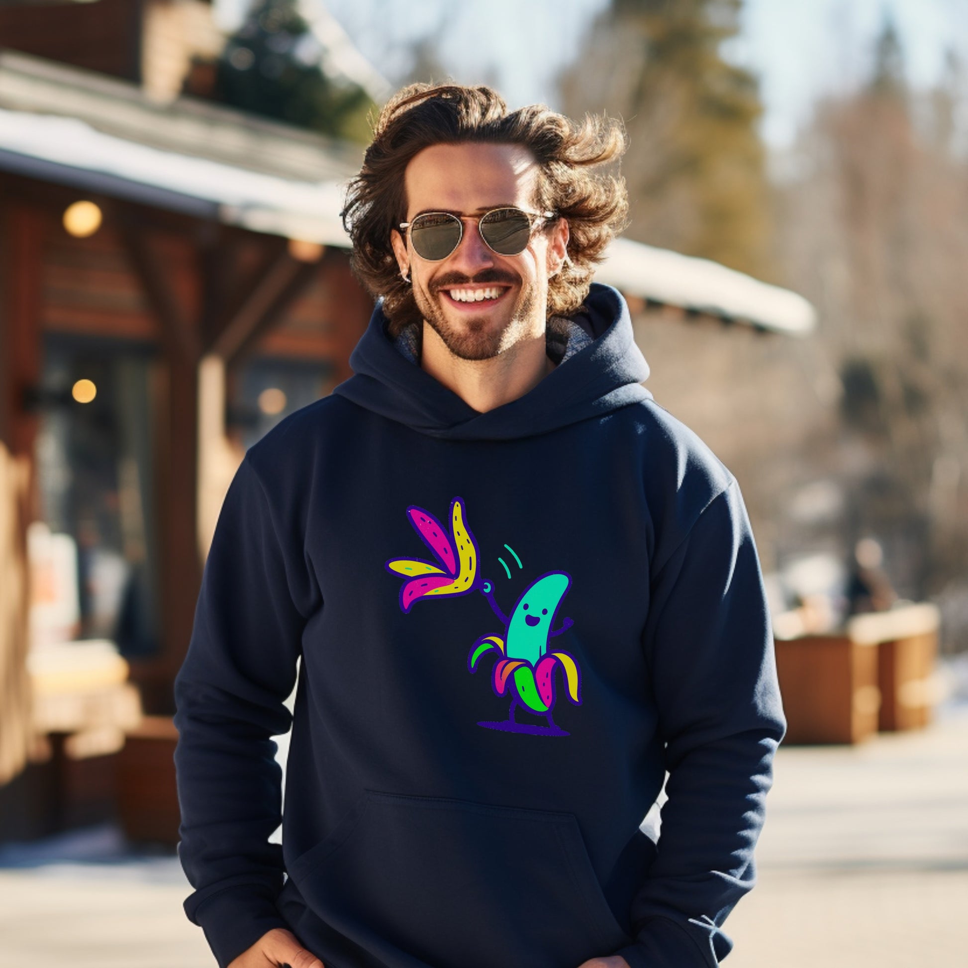 Fun Banana and Butterfly Design Hoodie
