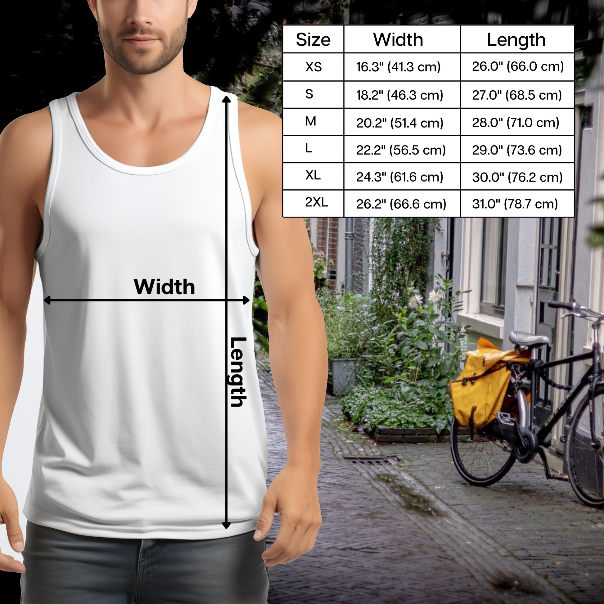 Comfortable White Tank Top Men Sizes Chart product type