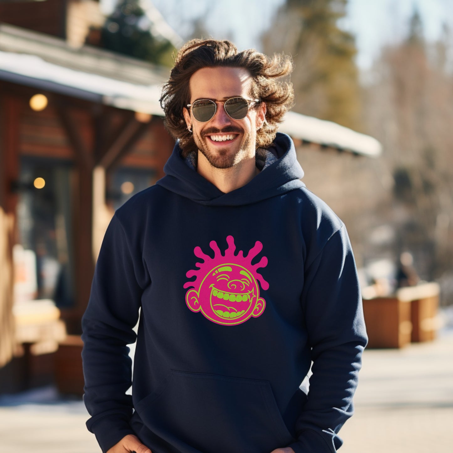 Vibrant Smile Neon Graphic Hoodie for Stylish Streetwear