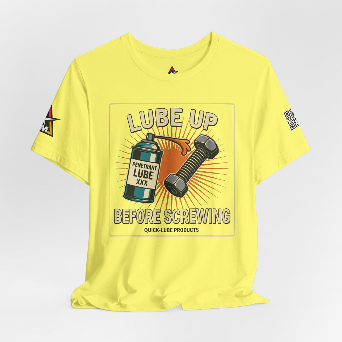 LUBE UP BEFORE SCREWING Graphic T-Shirt | Funny Mechanic Tee | Dirty Garage Humor Shirt | Vintage Automotive Tee