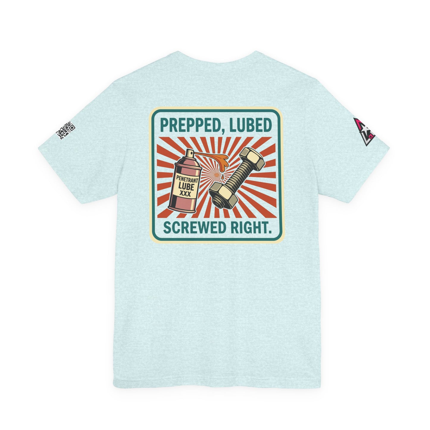 PREPPED, LUBED, SCREWED RIGHT Graphic T-Shirt | Mechanic Humor Tee | Funny Garage Shirt | Vintage Streetwear Tee