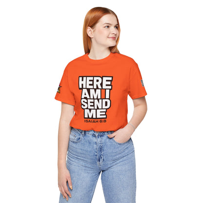 Here Am I, Send Me Graphic T-Shirt | Isaiah 6:8 Christian Tee | Faith Statement Shirt