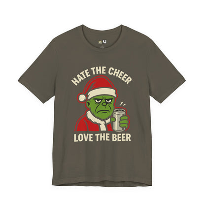 Hate the Cheer Love the Beer – Unisex Bold Holiday Graphic Tee