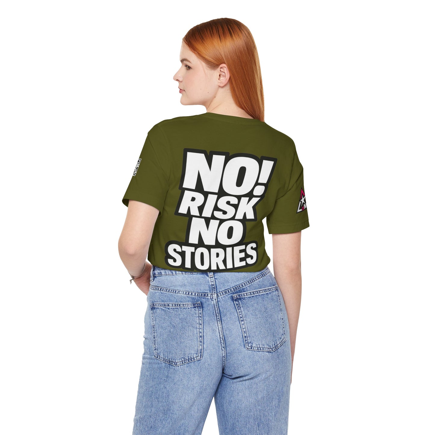 No Risk No Stories – Bold Motivational Graphic TeeNo Risk No Stories – Bold Motivational Graphic Tee