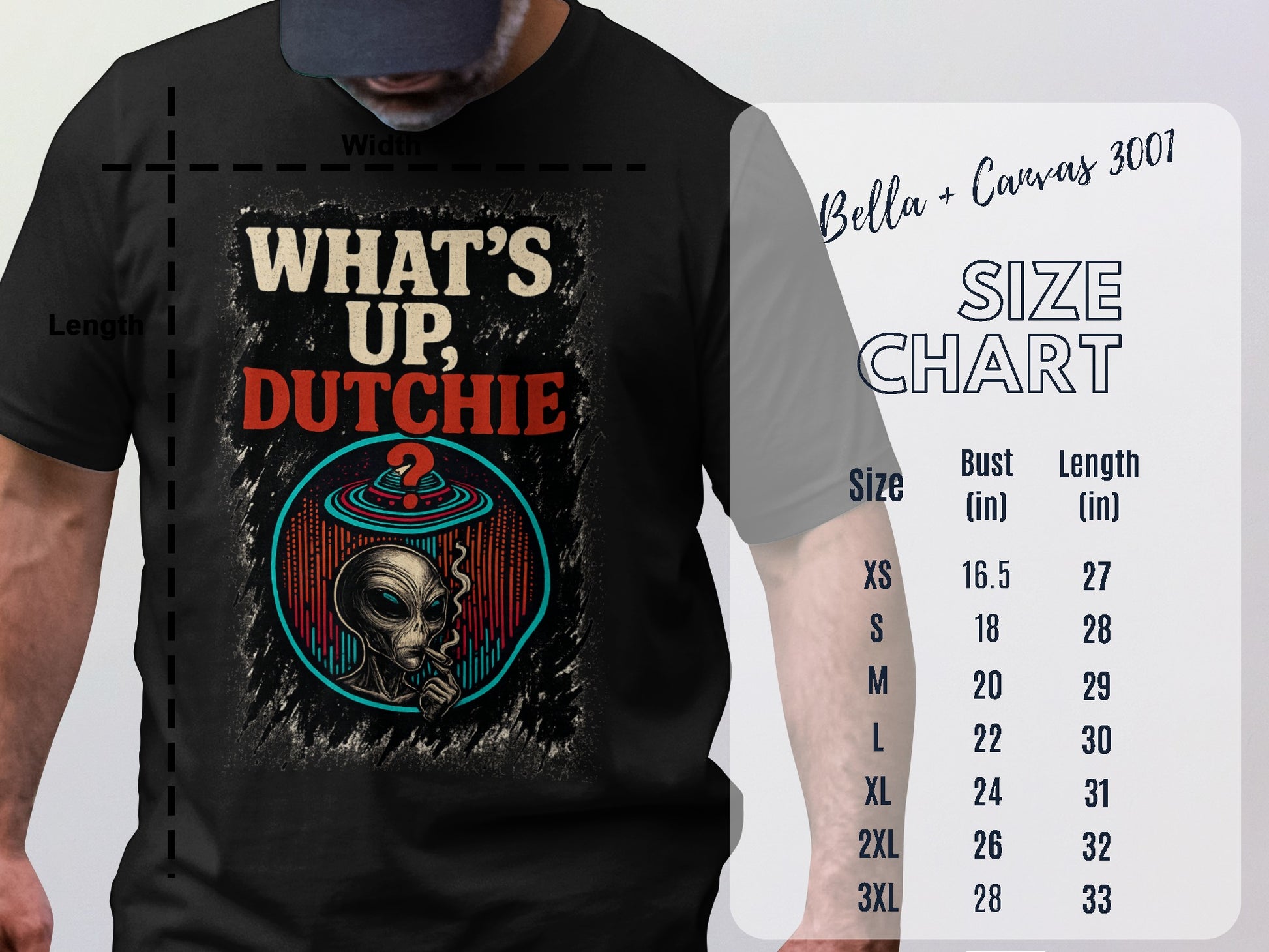 What's Up Dutchie Alien Graphic Funny T-Shirt product type
