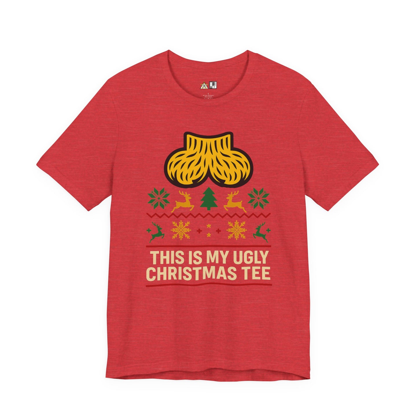 This Is My Ugly Christmas Tee Bold Reindeer & Gold Balls Ornament Holiday T-Shirt