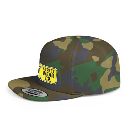AM Streetwear Co. Embroidered Snapback Hat | Premium Streetwear Cap | Modern Logo Flat Bill Hat | Everyday Lifestyle Cap