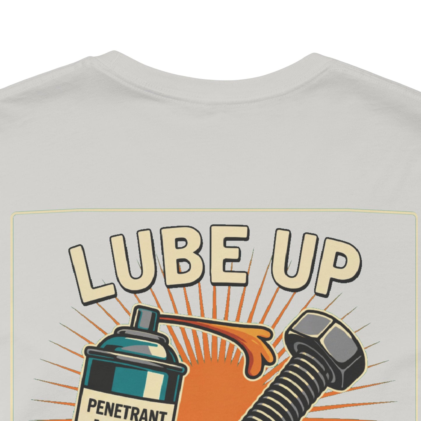 LUBE UP BEFORE SCREWING Graphic T-Shirt | Funny Mechanic Tee | Dirty Garage Humor Shirt | Vintage Automotive Tee