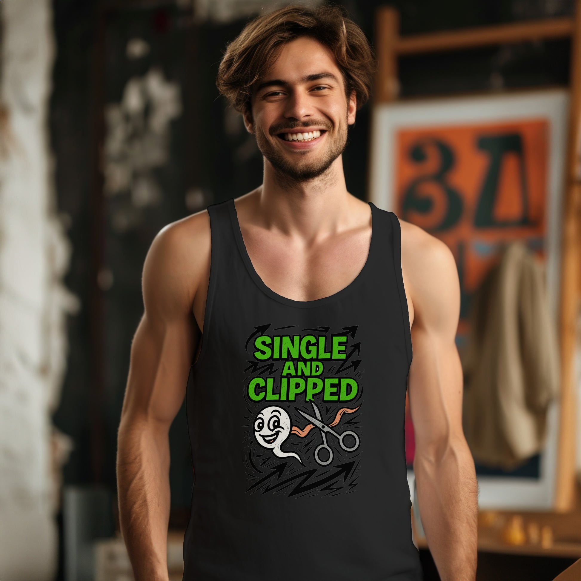Single and Clipped Graphic Design Tank Top product type