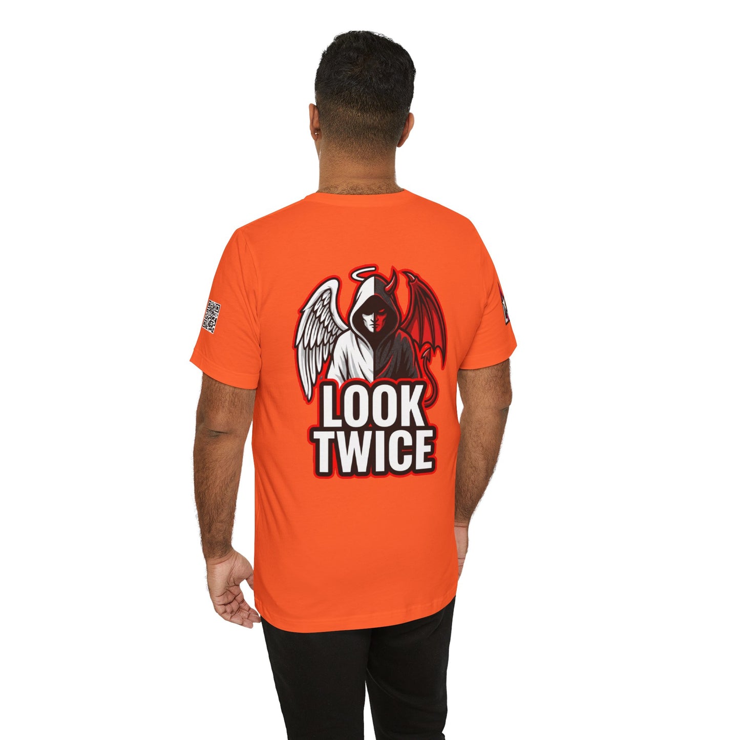 LOOK TWICE Angel & Devil Graphic T-Shirt | Duality Streetwear Tee | Good vs Evil Shirt | Unisex Graphic Tee