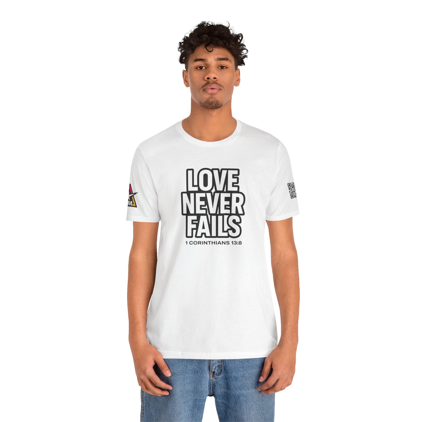 Love Never Fails Graphic T-Shirt | 1 Corinthians 13:8 Christian Tee | Faith & Love Streetwear