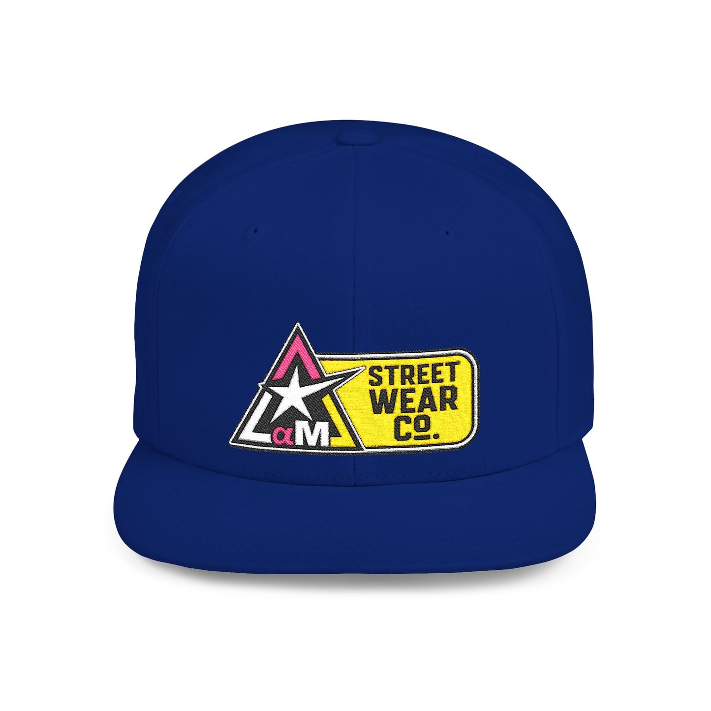 AM Streetwear Co. Embroidered Snapback Hat | Premium Streetwear Cap | Modern Logo Flat Bill Hat | Everyday Lifestyle Cap