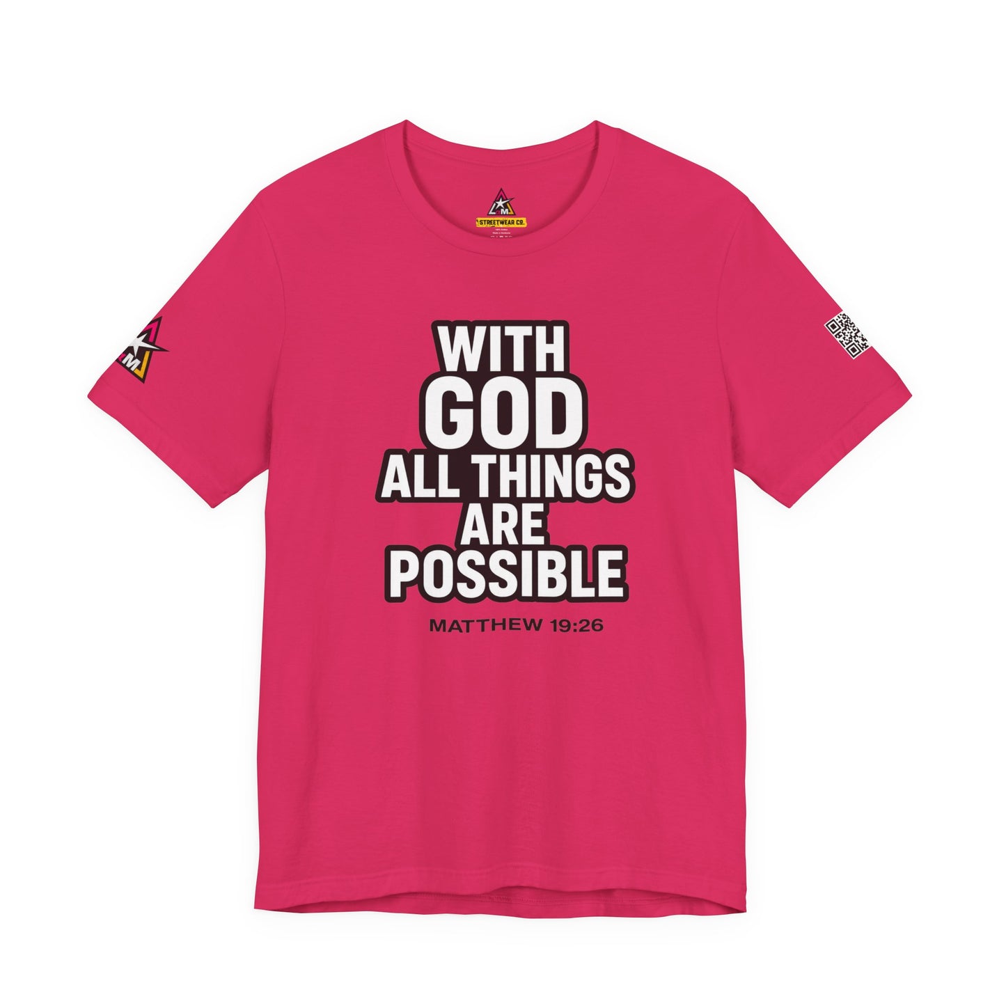 With God All Things Are Possible Graphic T-Shirt | Matthew 19:26 Christian Tee | Faith & Strength Streetwear