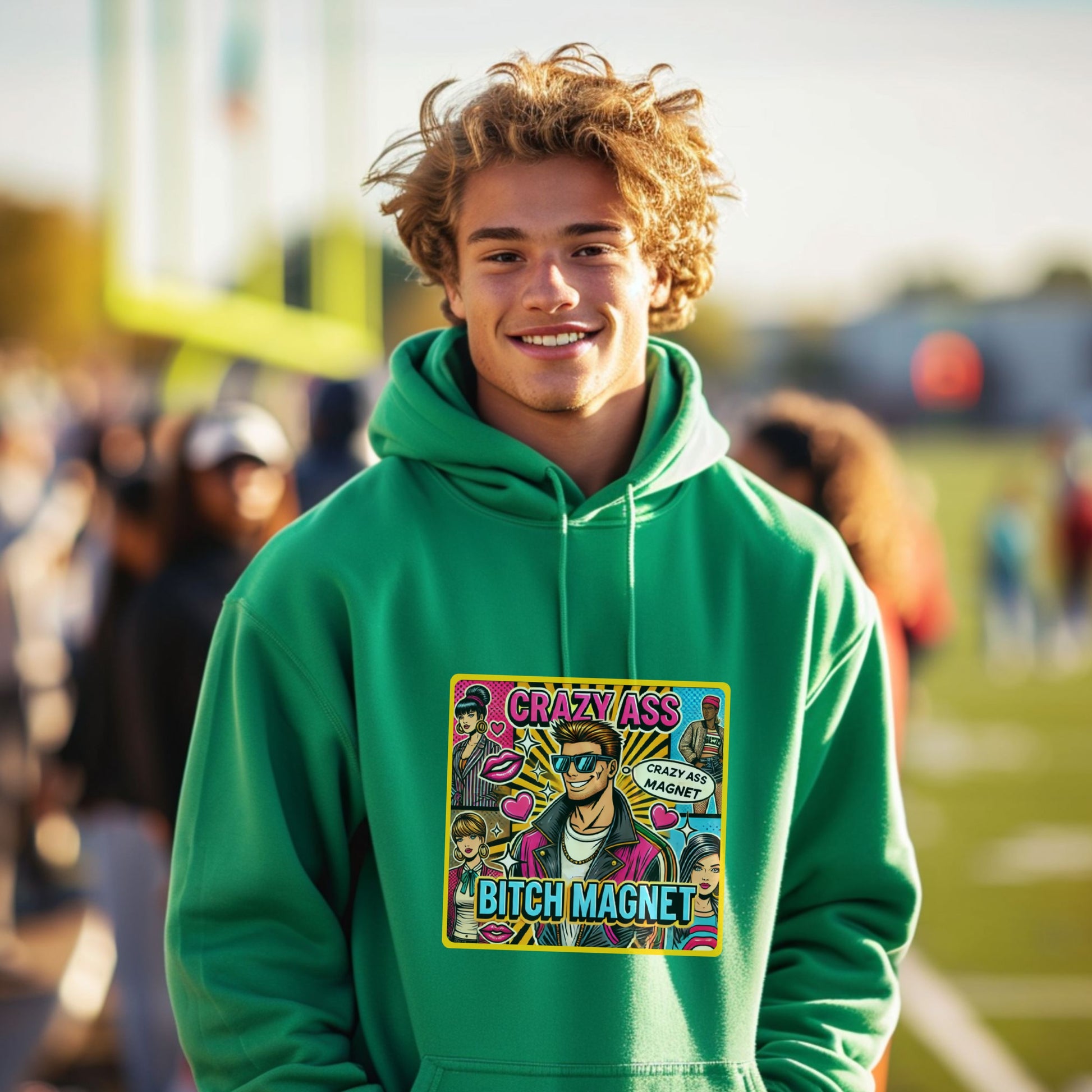 Crazy Ass Bitch Magnet Hoodie vibrant quirky product type