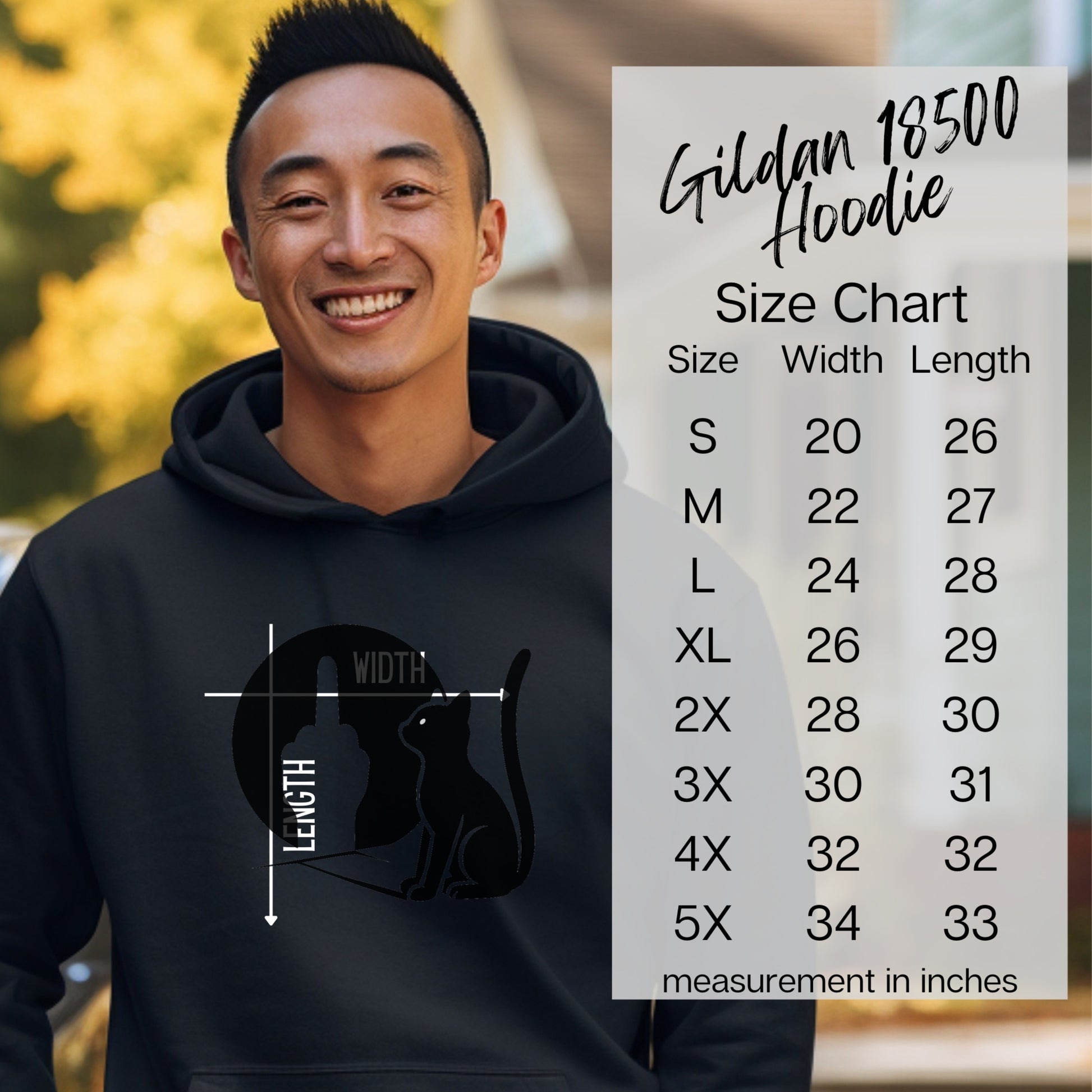 Stylish Gildan 18500 Hoodie with Size Chart