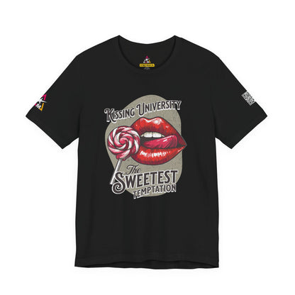 Kissing University Graphic T-Shirt | Sweetest Temptation Tee | Flirty Retro Streetwear Shirt