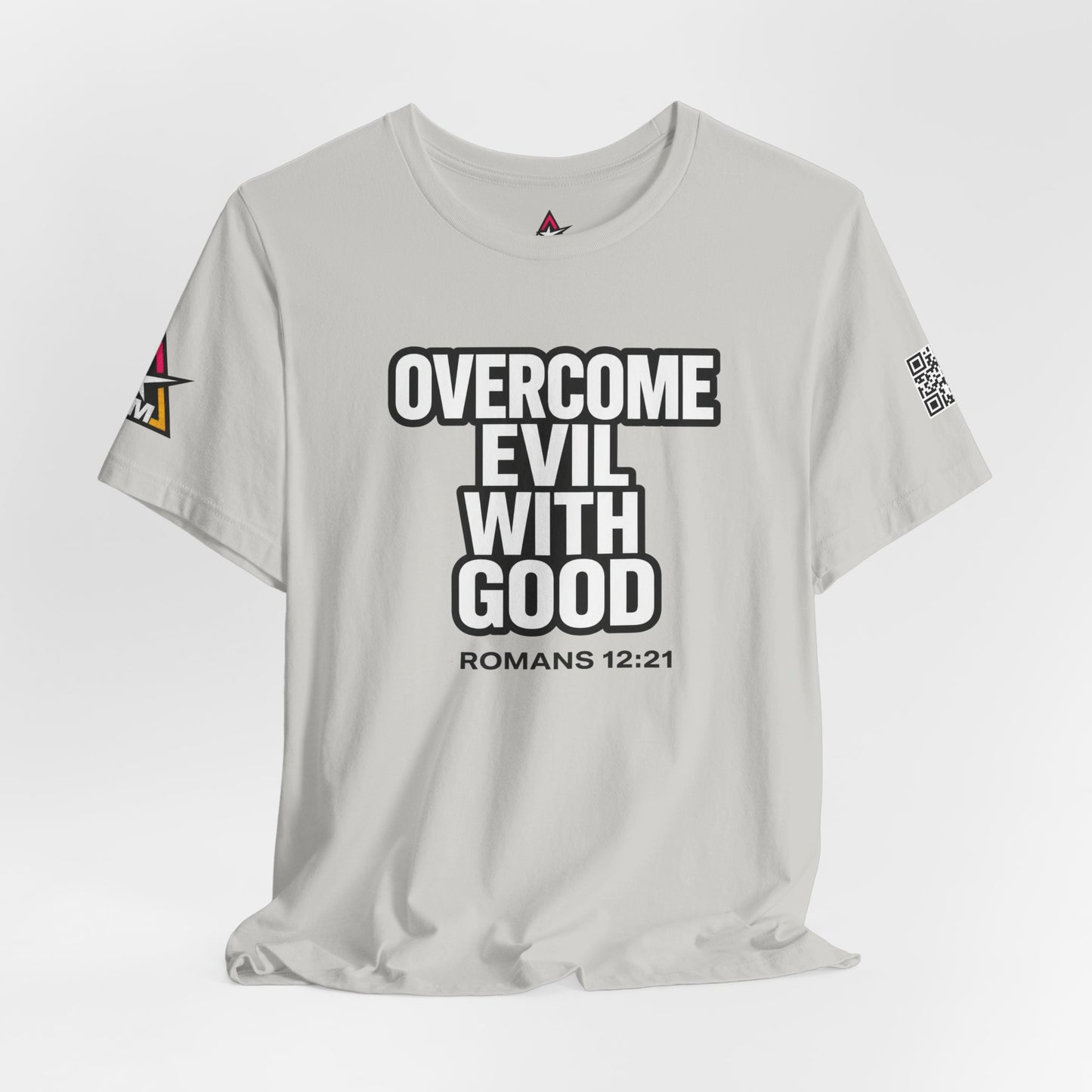 Overcome Evil With Good Graphic T-Shirt | Romans 12:21 Christian Tee | Faith & Strength Streetwear