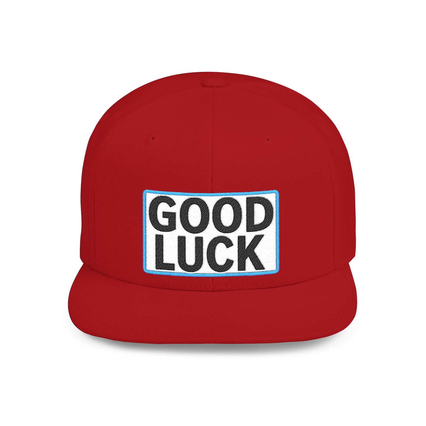 GOOD LUCK Embroidered Flat Bill Snapback Cap | Lucky Statement Hat | Streetwear Baseball Cap