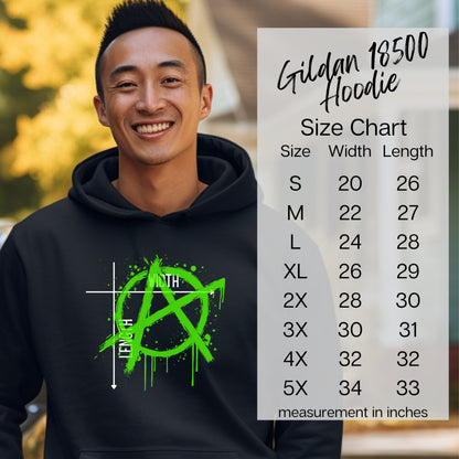 Stylish Anarchy Logo Hoodie with Size Chart for Perfect Fit