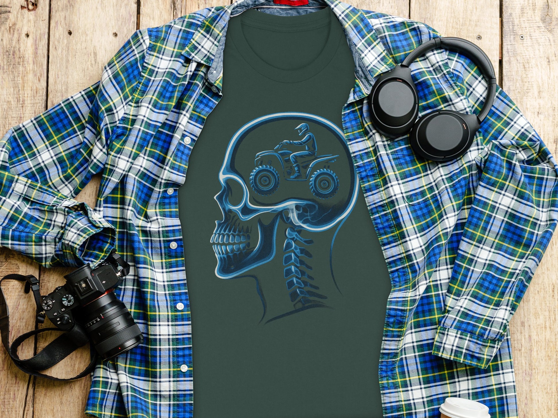 Skull with Rider Design Unique Graphic Shirt