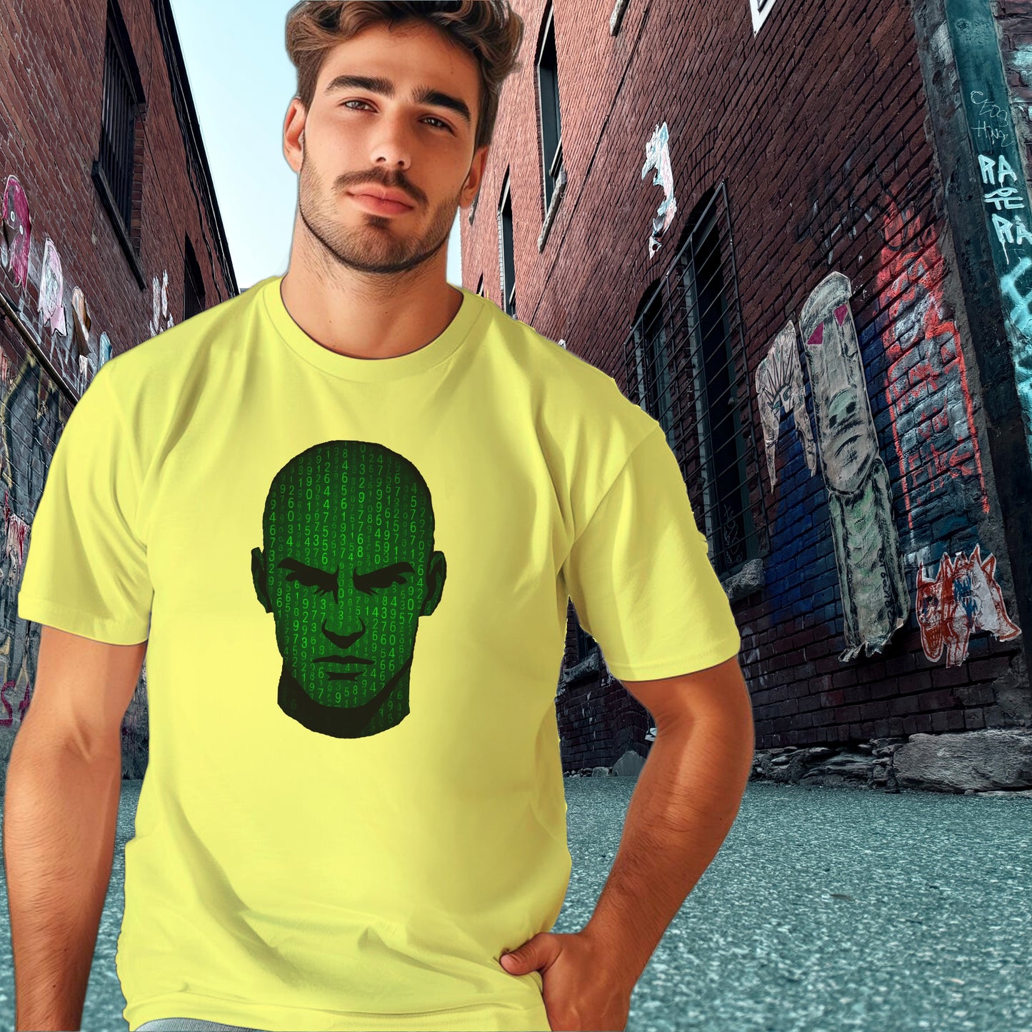 Futuristic Cyber Punk Graphic Tee Men Shirt