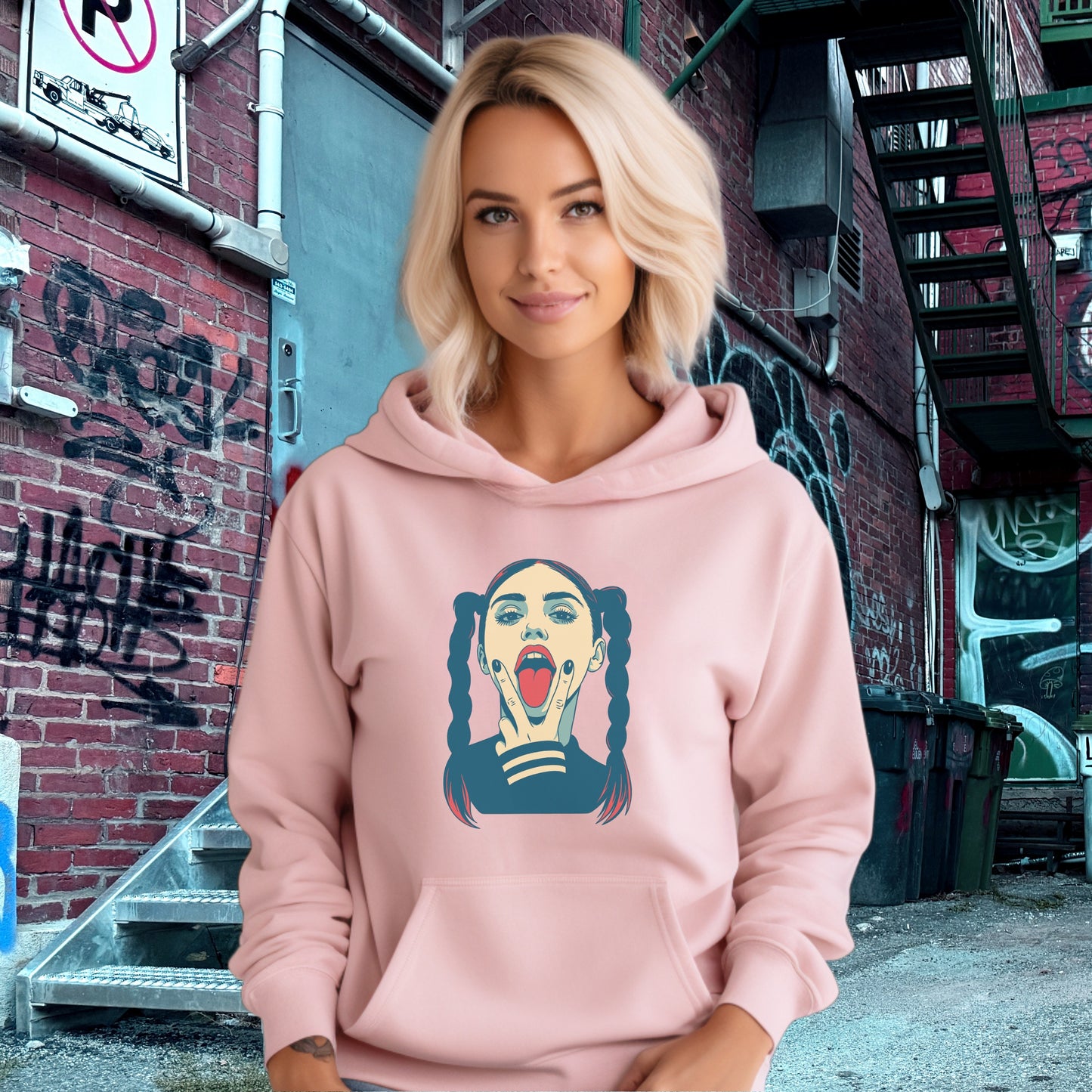 Pop Art Scream Graphic Pink Hoodie for Sale
