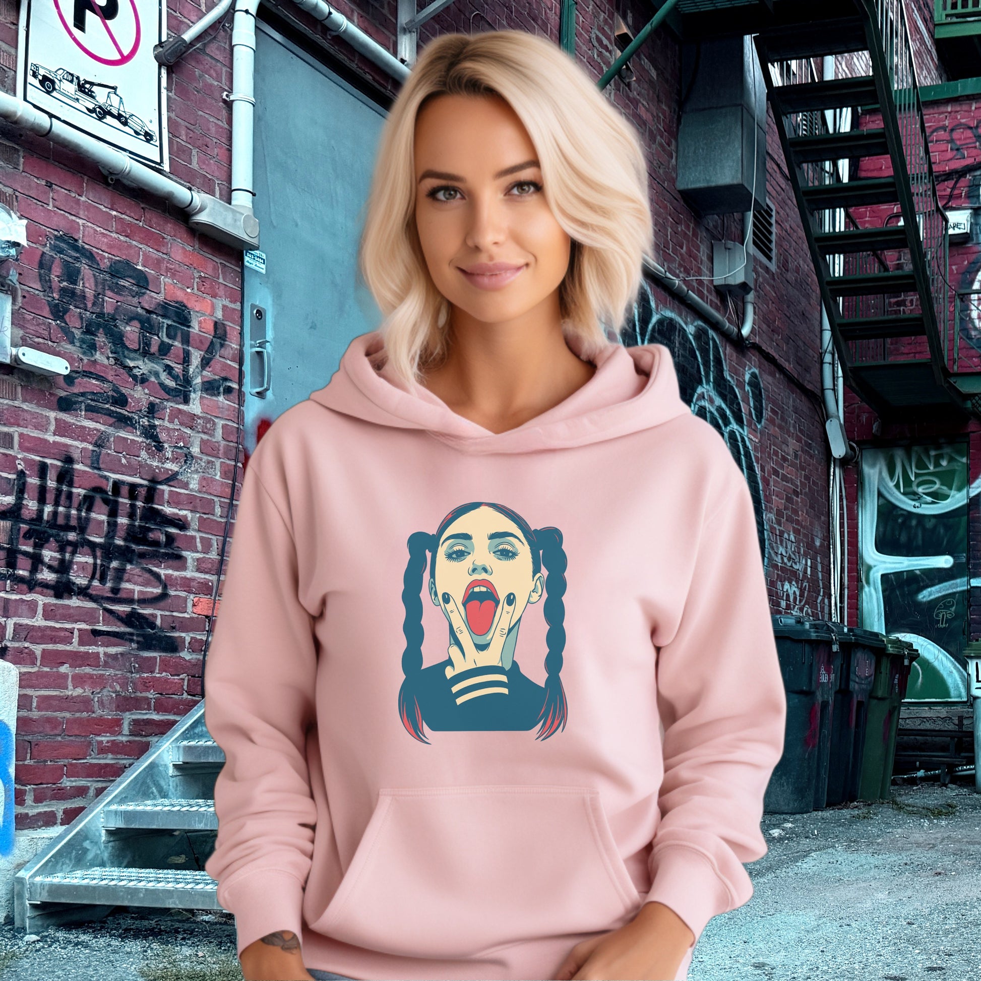 Pop Art Scream Graphic Pink Hoodie for Sale
