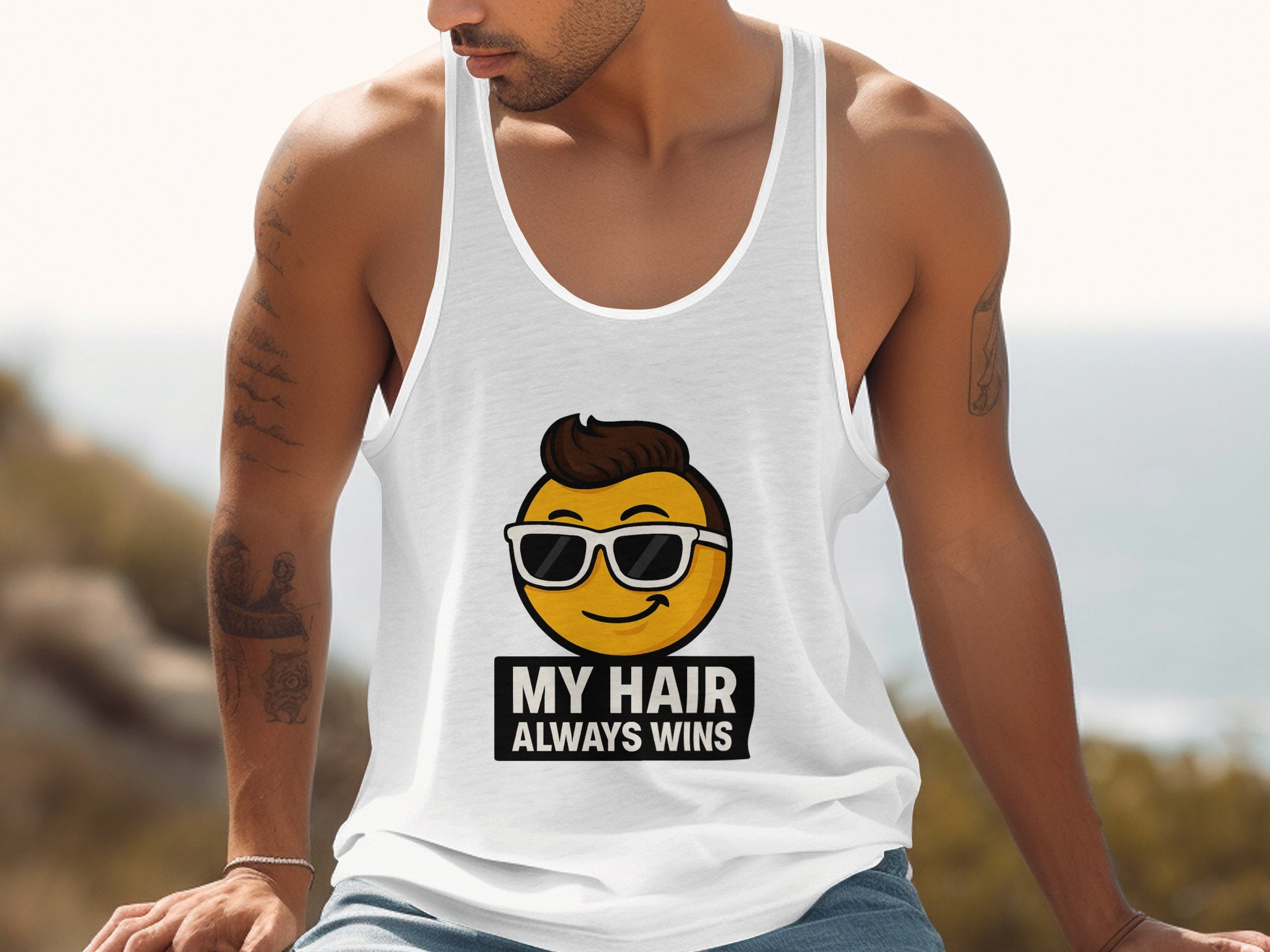 My Hair Always Wins Emoji Tank Top product type