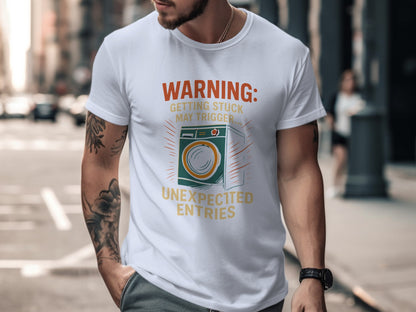 Warning Unexpected Entries Laundry Themed T-shirt product type