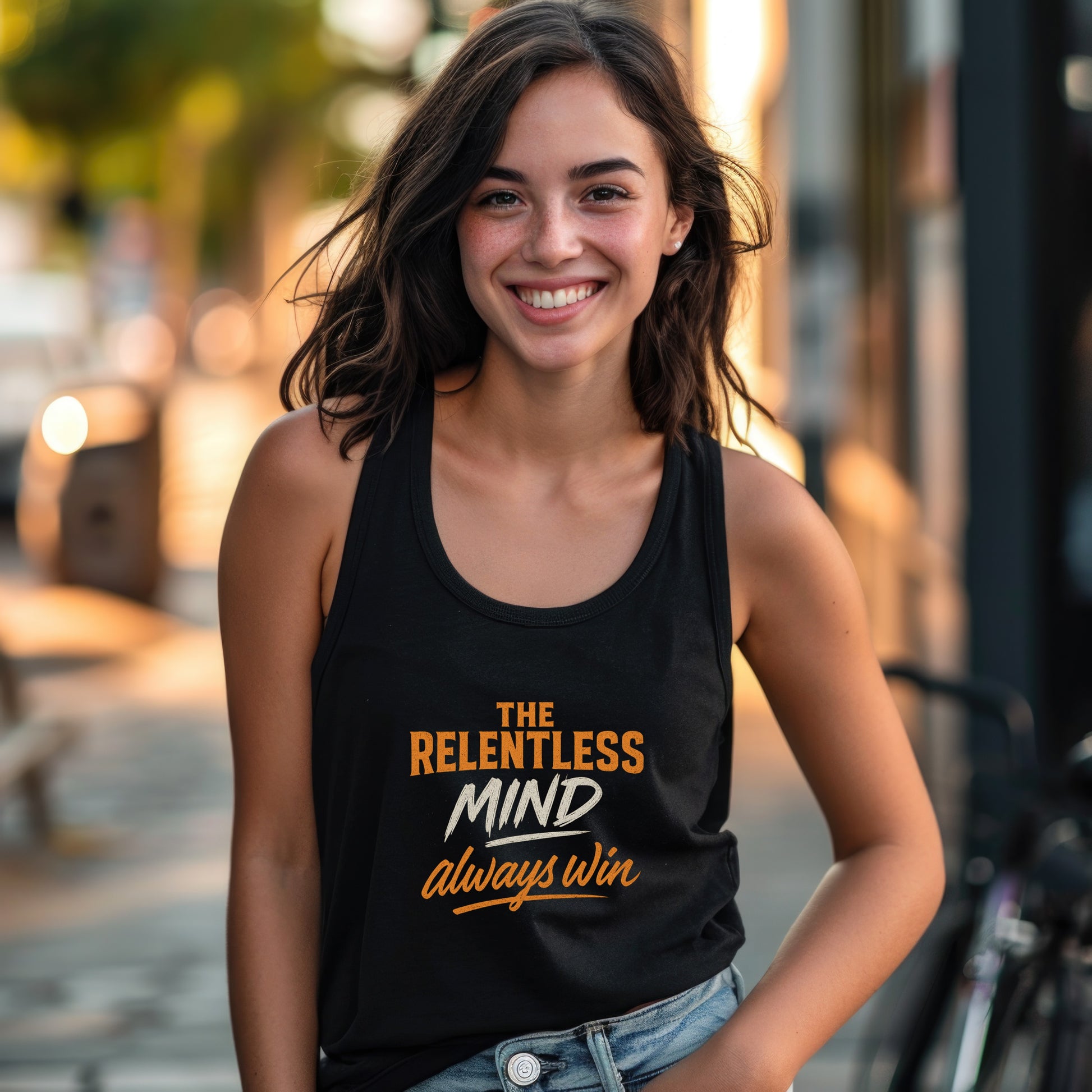 The Relentless Mind Always Win Black Tank Top product type