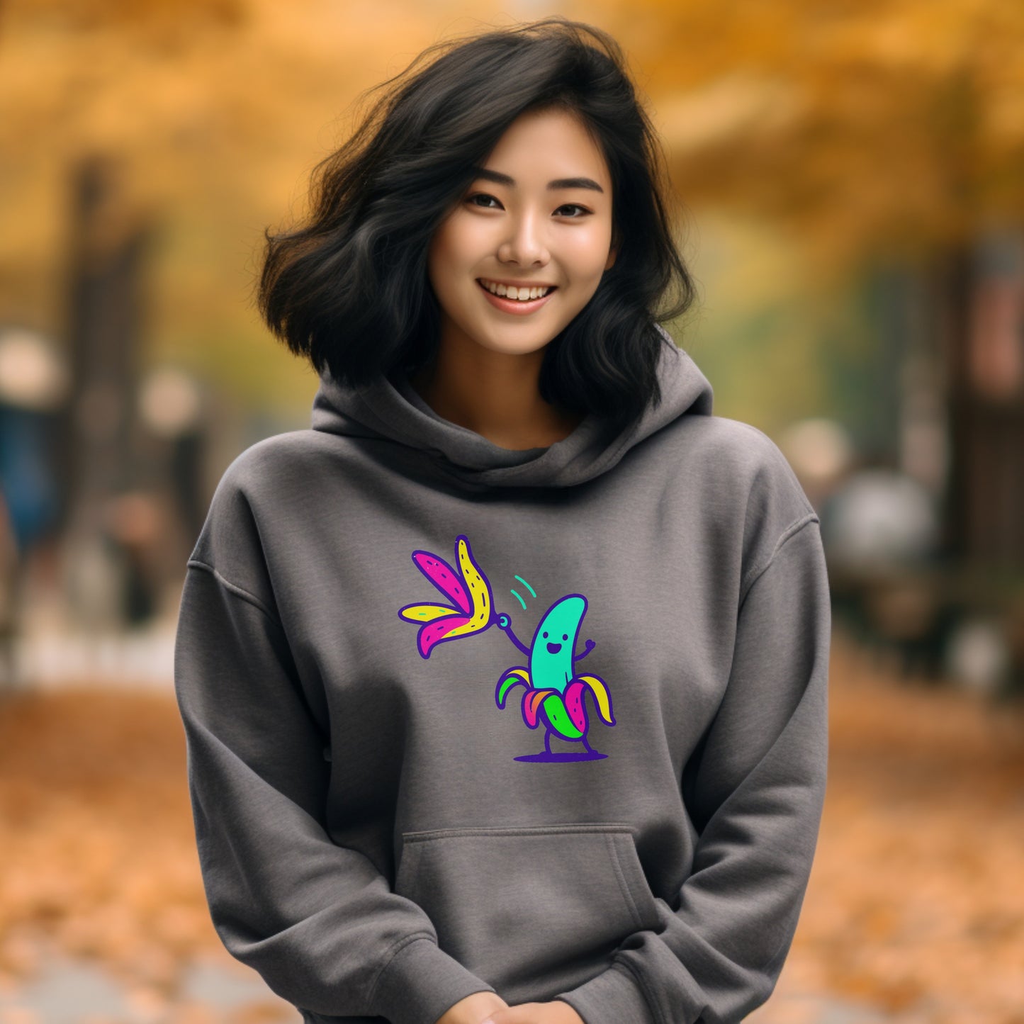 Cute Cartoon Banana and Butterfly Hoodie