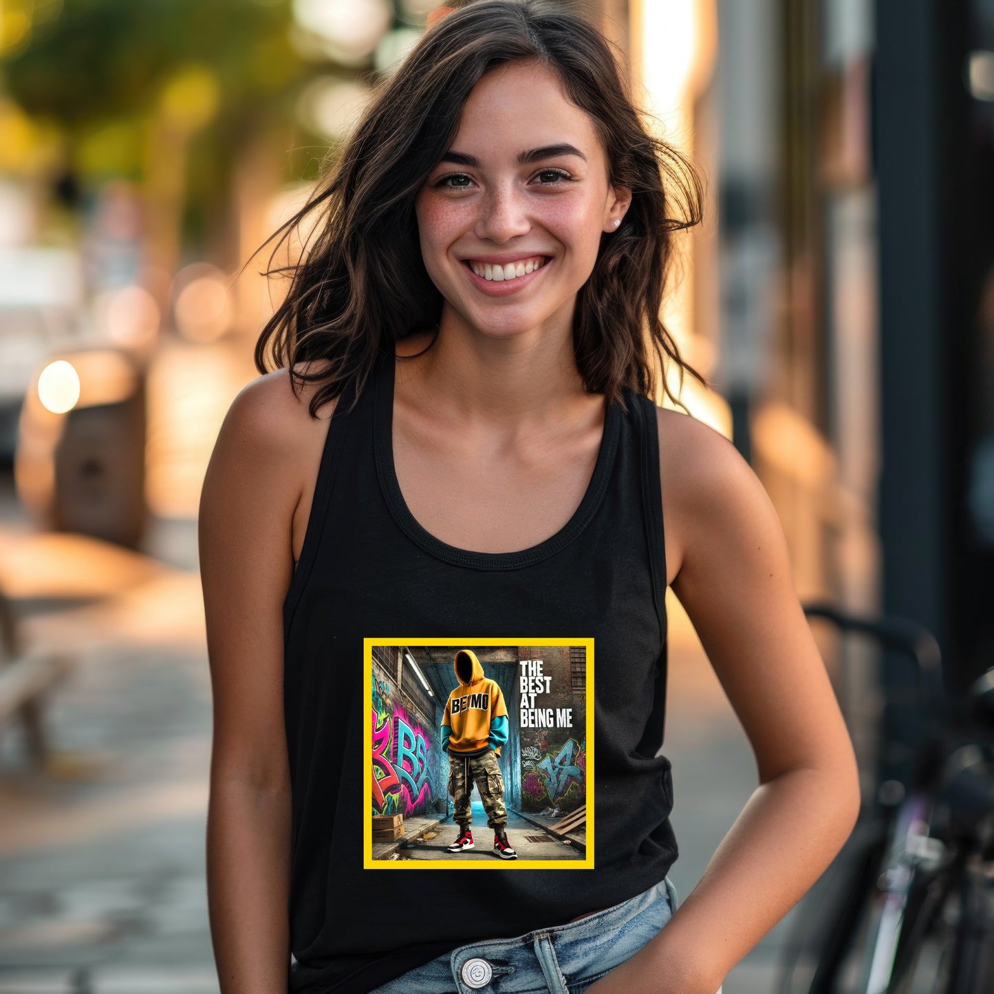 Unique Graphic Tank with Urban Art Design product type