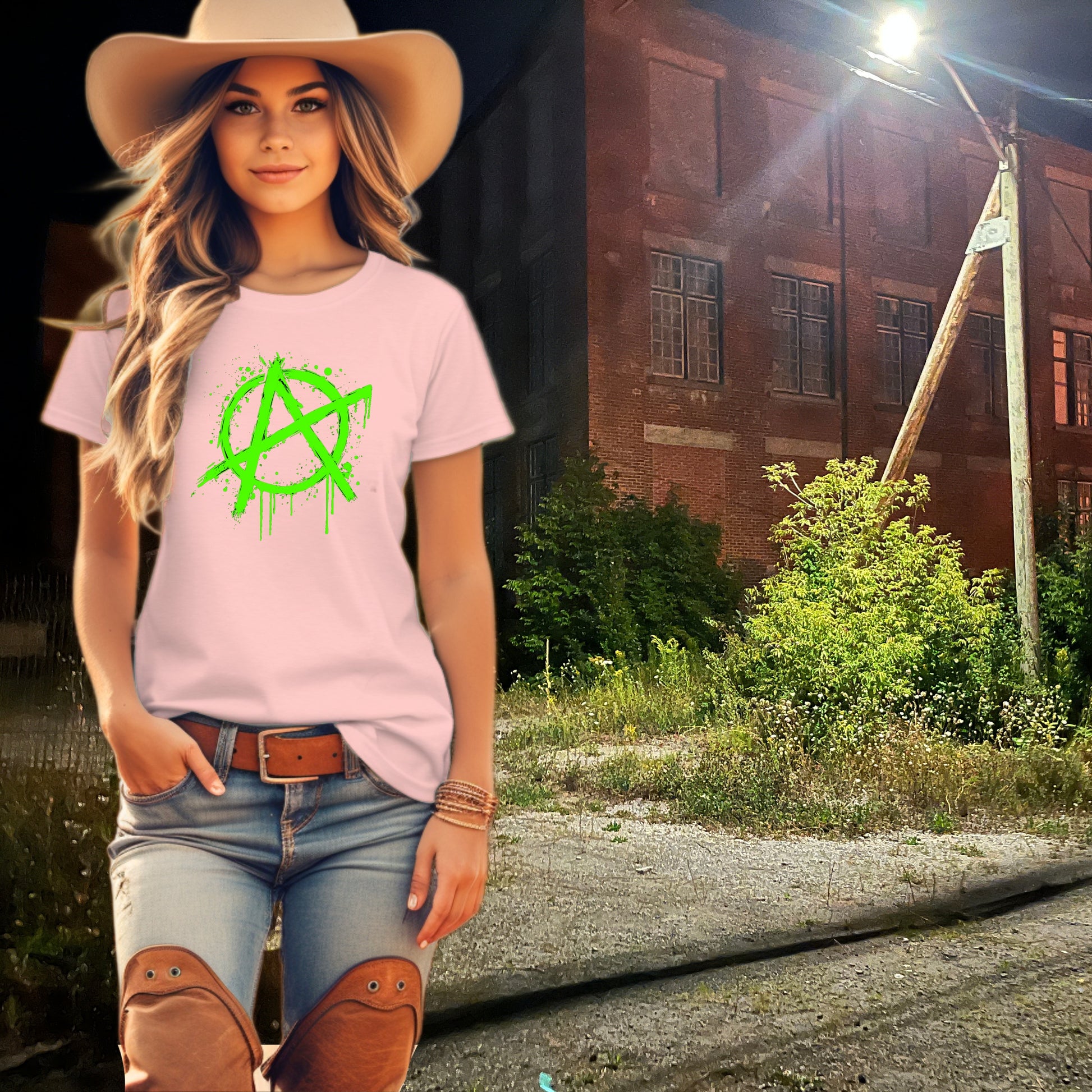 Casual Outdoor Style Anarchy Symbol Design Tee