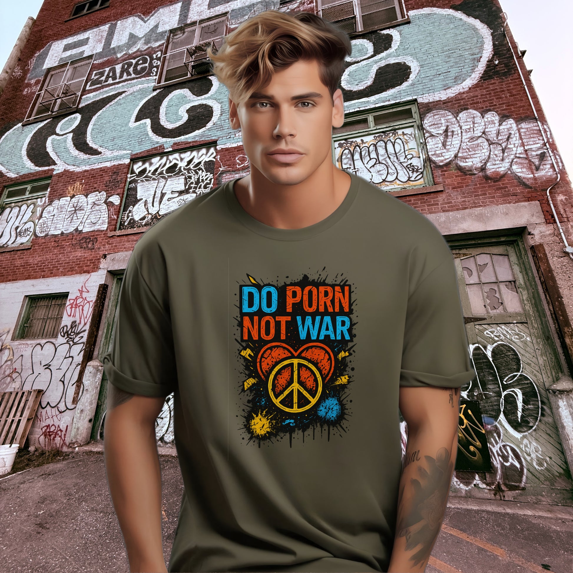Do Porn Not War Graffiti Style Printed T-Shirt product
