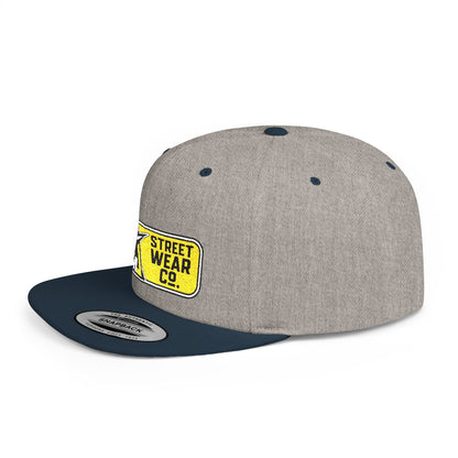 AM Streetwear Co. Embroidered Snapback Hat | Premium Streetwear Cap | Modern Logo Flat Bill Hat | Everyday Lifestyle Cap