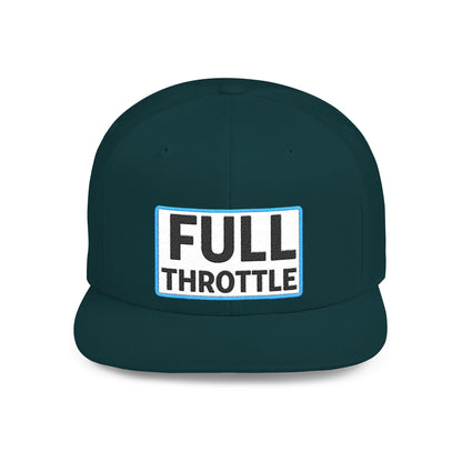 FULL THROTTLE Embroidered Flat Bill Snapback Cap | Bold Motorsport Hat | Streetwear Baseball Cap