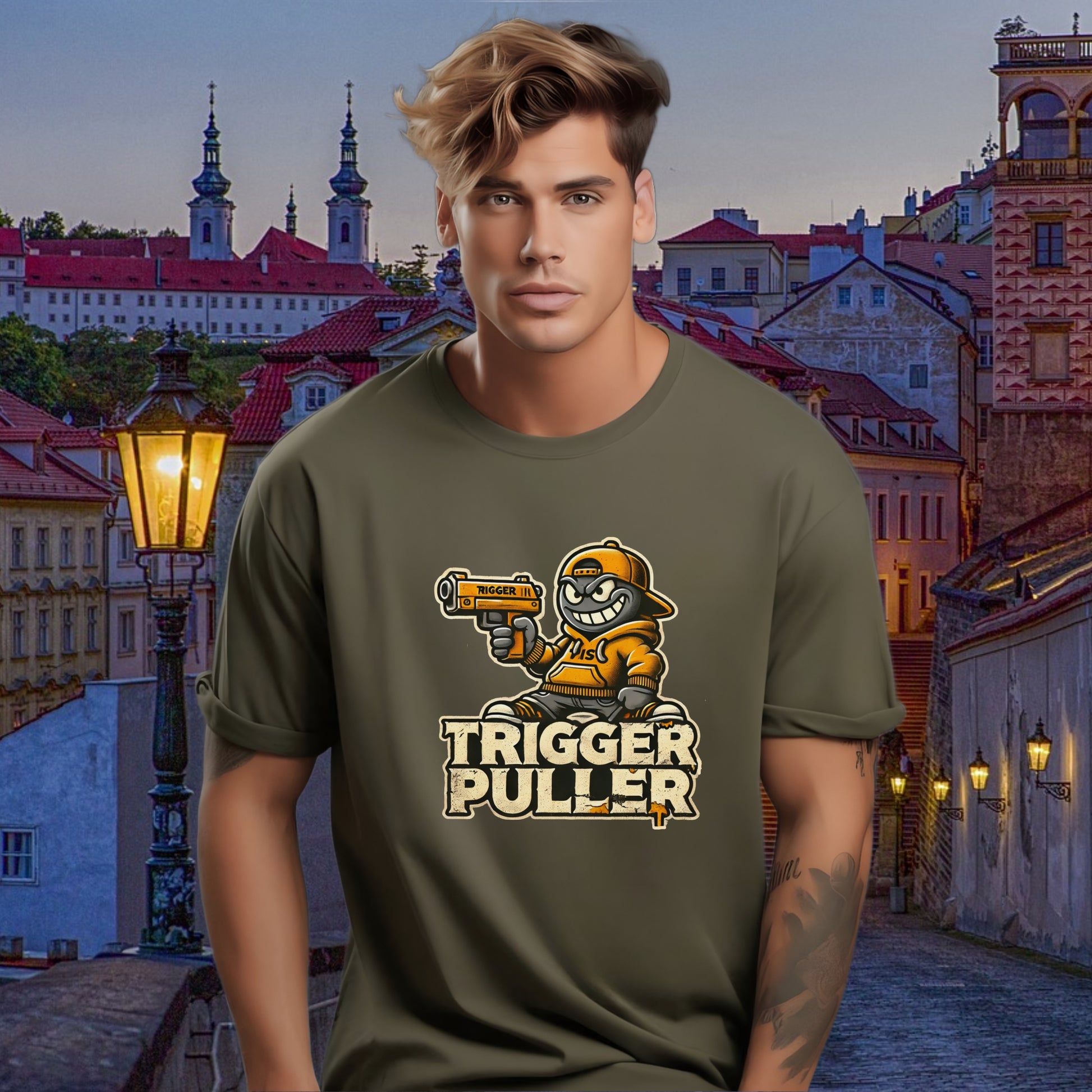 Trigger Puller Graphic T-shirt for Men Apparel Product