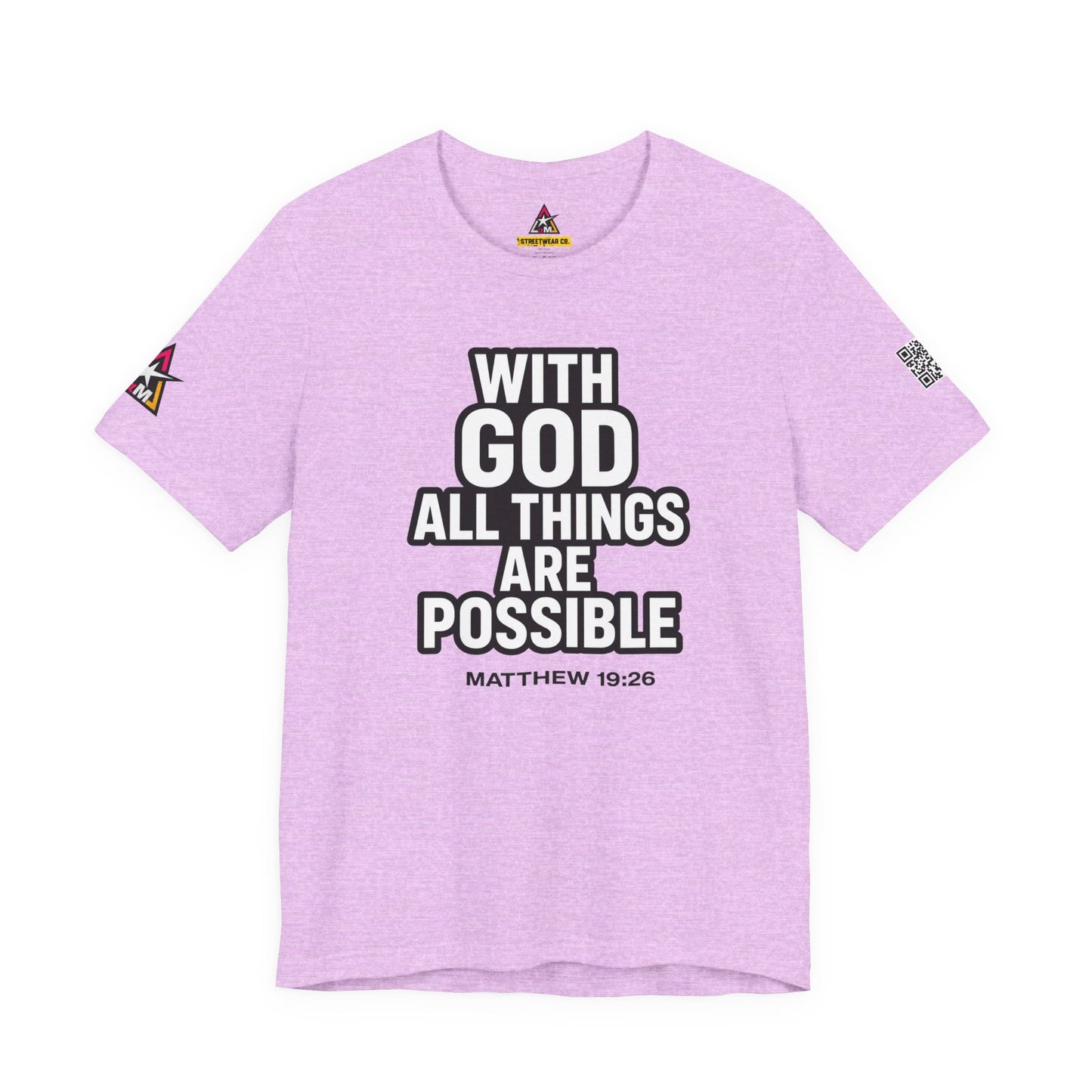 With God All Things Are Possible Graphic T-Shirt | Matthew 19:26 Christian Tee | Faith & Strength Streetwear