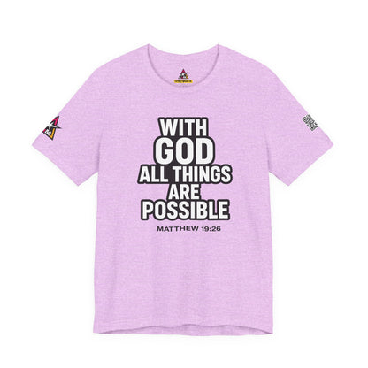 With God All Things Are Possible Graphic T-Shirt | Matthew 19:26 Christian Tee | Faith & Strength Streetwear