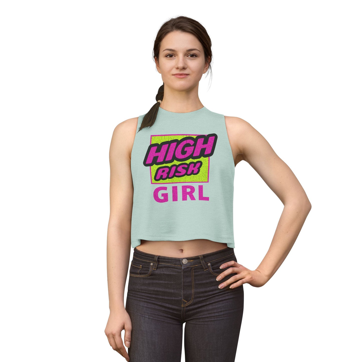 HIGH RISK GIRL | Funny Dating Graphic Women's Crop Top | Flirty Red Flag Streetwear