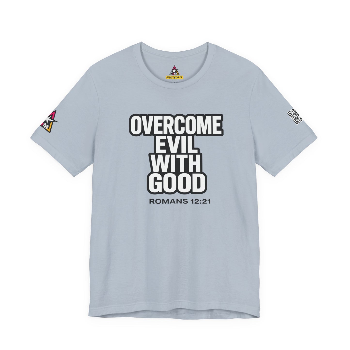Overcome Evil With Good Graphic T-Shirt | Romans 12:21 Christian Tee | Faith & Strength Streetwear