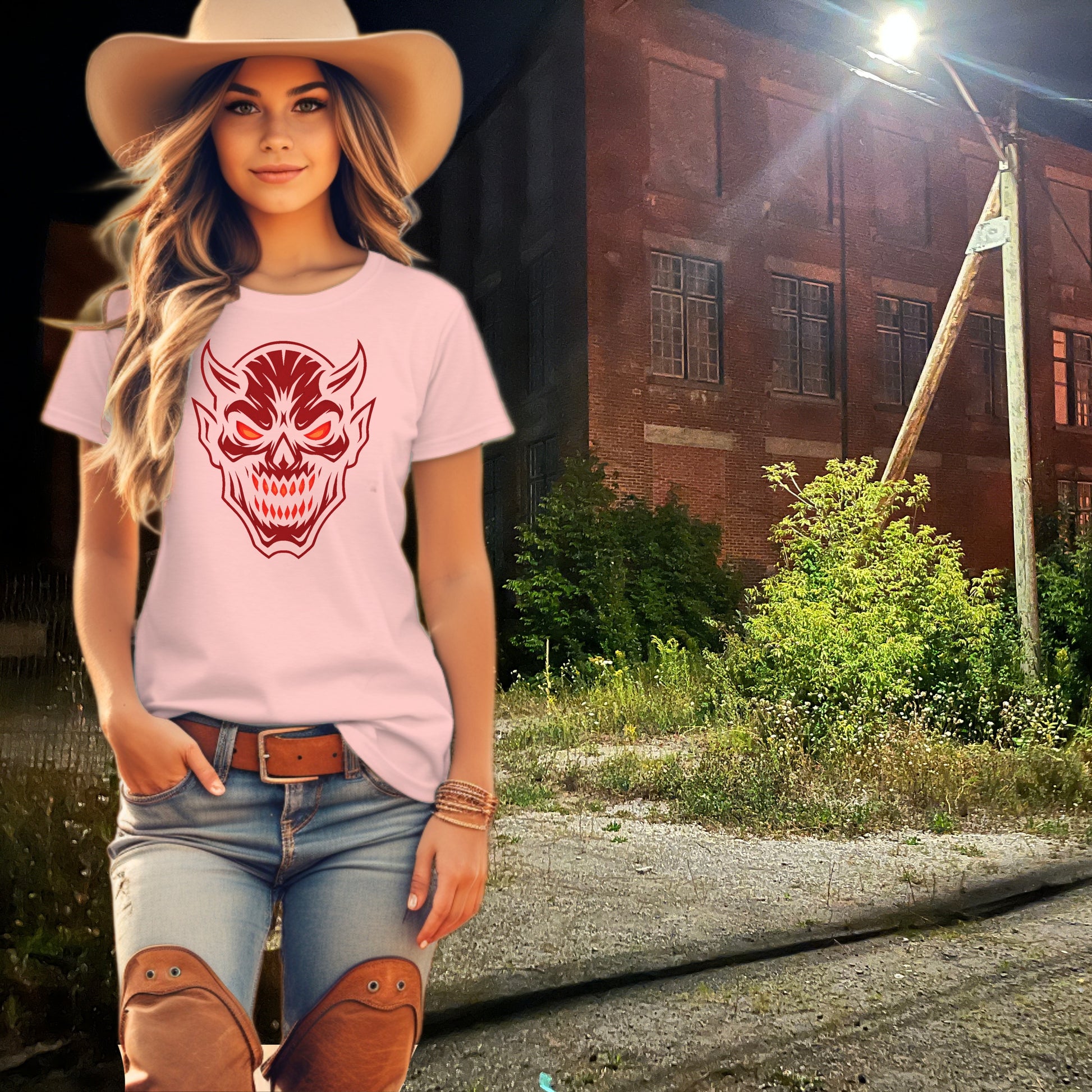 Vicious Red Demon Skull Face Graphic Tee product